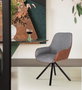 GINER Y COLOMER Lot de 2 Chaises de Bureau Giratoires avec Accoudoirs - Siège Rembourré en Tissu Gris et Simili Cuir Brun - Structure en Acier Tubulaire Noir